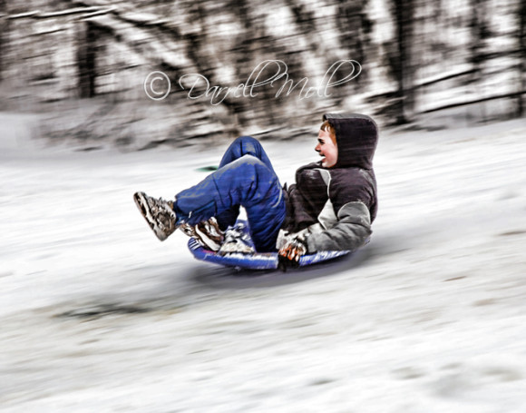 Sledding Down Hogans Hill  Sledding Down Hogans Hill