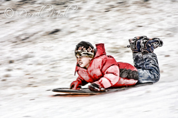 Sledding Down Hogans Hill  Sledding Down Hogans Hill